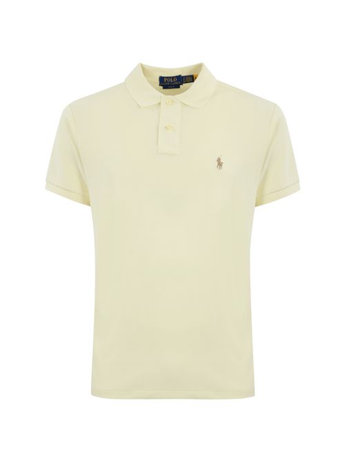 Polo due bottoni in cotone con logo Cream POLO RALPH LAUREN | 710536856417
